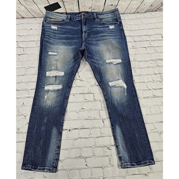 Cult Of Individuality Punk Super Skinny Distressed Blue Pacific Jeans MENS 44 - Picture 1 of 14